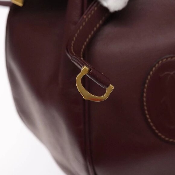 CARTIER Must Line Shoulder Bag Leather Bordeaux Gold Auth - Picture 9 of 16